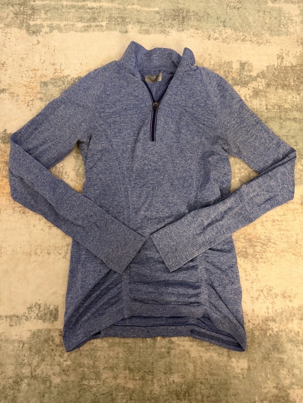 Athleta Heathered Blue Long-Sleeve Quarter-Zip Long Sleeve